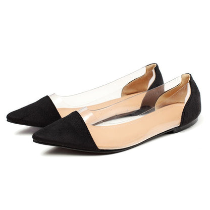 OrthoCare Women’s Pointed Toe Flats – Elegant Transparent Panel Comfort Shoes