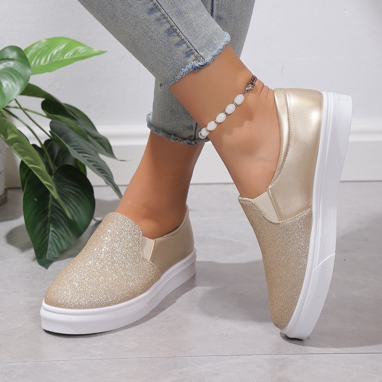 OrthoCare Round-Toe Flat Shoes With Sequins - Unique Elegance