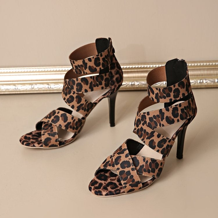 OrthoCare Leopard Print Pointed Toe High Heel Sandals