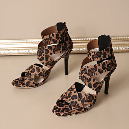 OrthoCare Leopard Print Pointed Toe High Heel Sandals