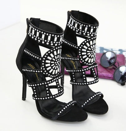 OrthoCare Rhinestone High-Heeled Sandals - Unique Elegance