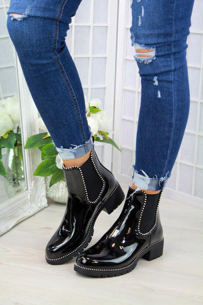 Mei | Stud-Trim Orthopedic Chelsea Ankle Boots