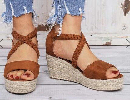 Nivea | Women’s Orthopedic Braided Strap Espadrille Wedge Sandals