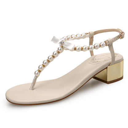 Nolenne | Women’s Orthopedic Pearl Strap Block Heel Sandals