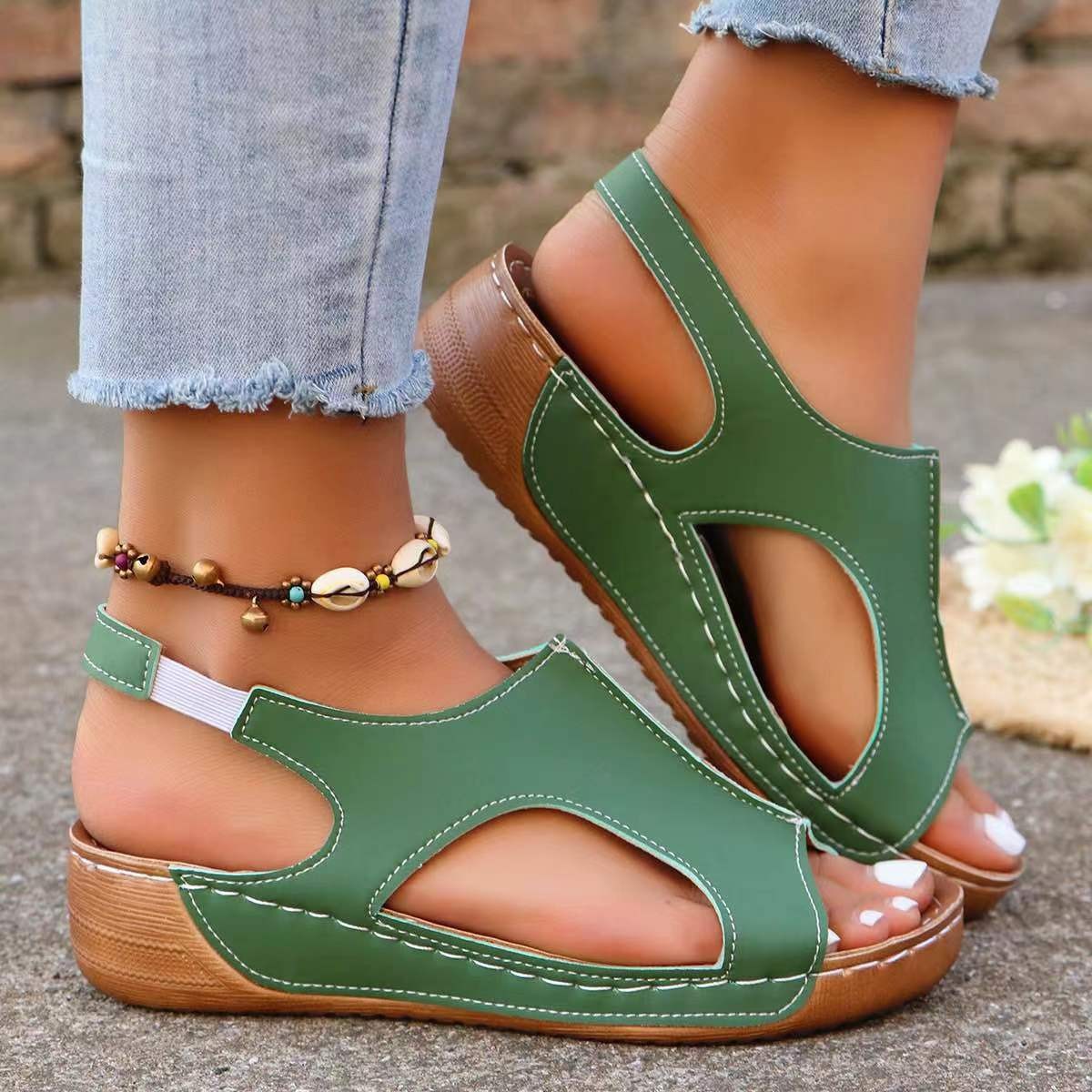 OrthoCare Wedge Sandals - Elastic Band Comfort
