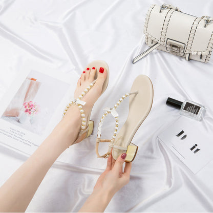 Nolenne | Women’s Orthopedic Pearl Strap Block Heel Sandals
