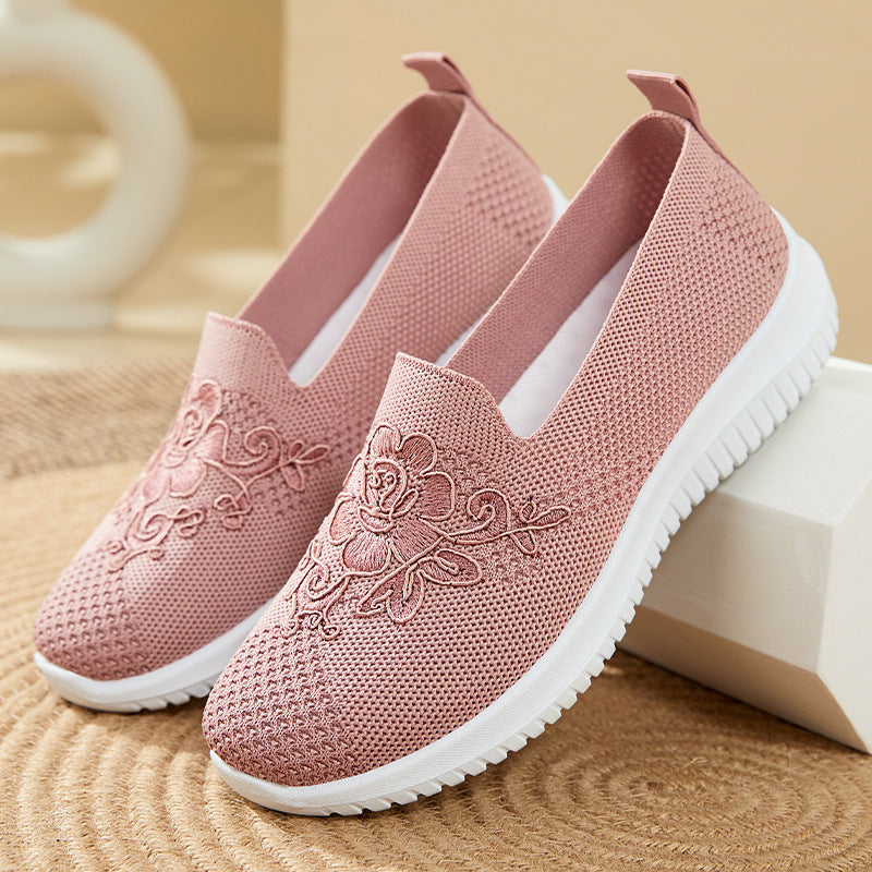 Orthopedic Embroidered Slip-On Sneakers – Lightweight Breathable Comfort Walking Shoes