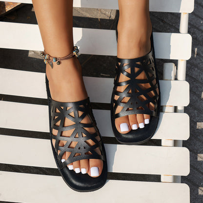 OrthoCare Cutout Peep Toe Mule Sandals