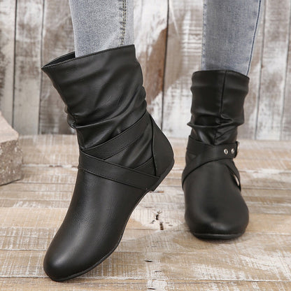 OrthoCare Ankle Boots - Round Toe Flat Buckle