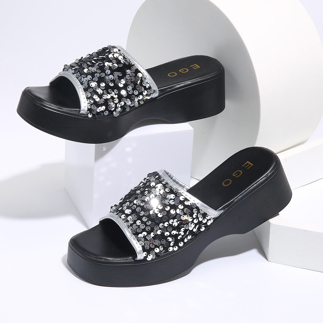 OrthoCare Rhinestone Platform Slide Sandals