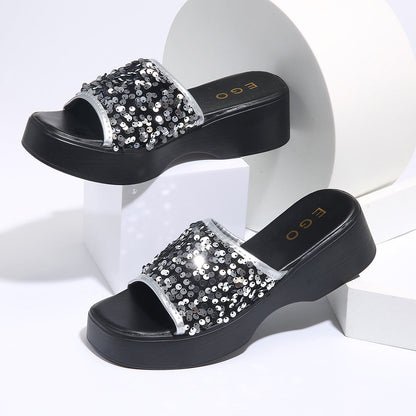 OrthoCare Rhinestone Platform Slide Sandals