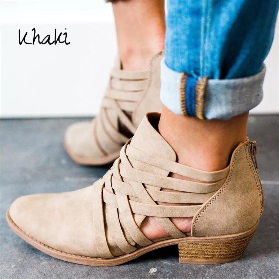 OrthoCare Short Ankle Boots With A Chunky Heel And Unique Design