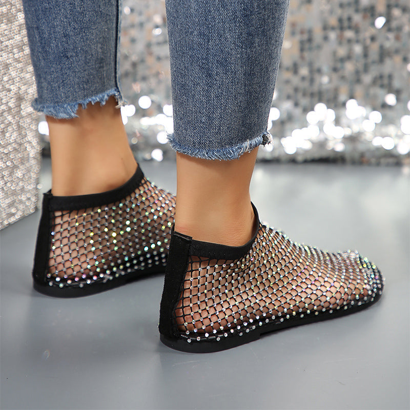 OrthoCare Hollow Flat Sandals With Rhinestones - Summer Fashion