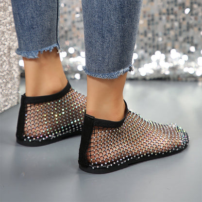OrthoCare Hollow Flat Sandals With Rhinestones - Summer Fashion