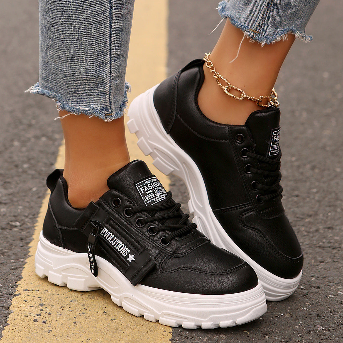 Sara | Orthopedic Lace-up Sneakers With Side-Zipper Design