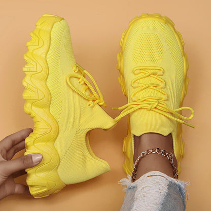 Orthopedic Chunky Sneakers – Breathable Knit Lace-Up Comfort Walking Shoes