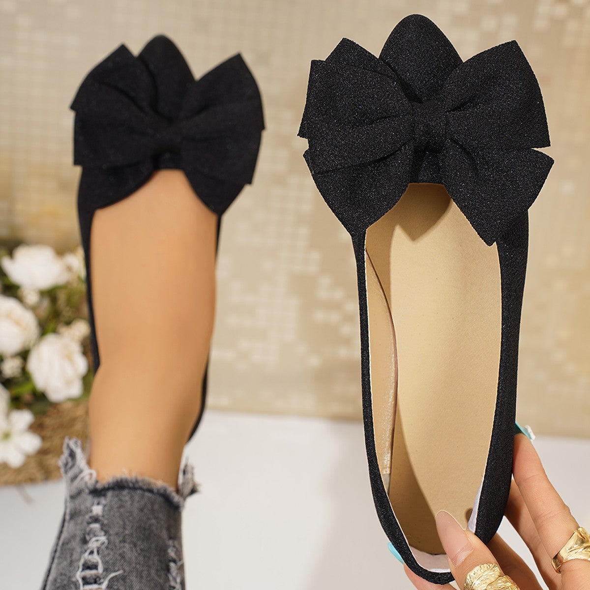 OrthoCare Slip-On Shoes In Larger Sizes With An Elegant Bow
