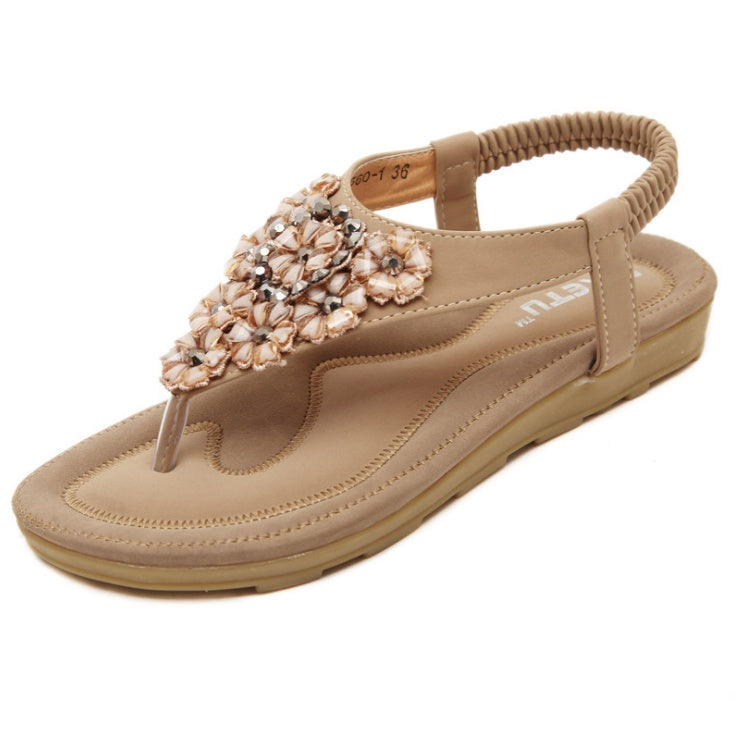 OrthoCare Summer Sandals With Rhinestones And Flowers - Plus Size