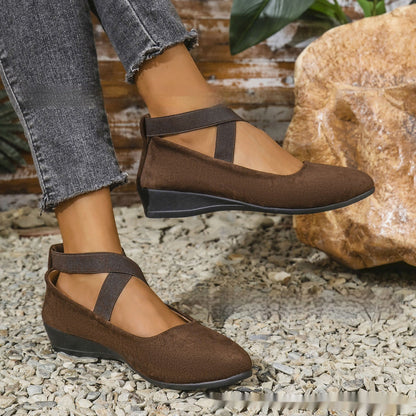 OrthoCare Cross Strap Comfort Flats – Stylish Support Everyday Shoes