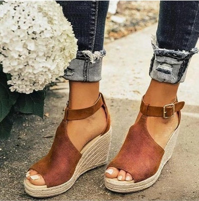OrthoCare Straw Wedge Sandals - Unique Elegance And Comfort