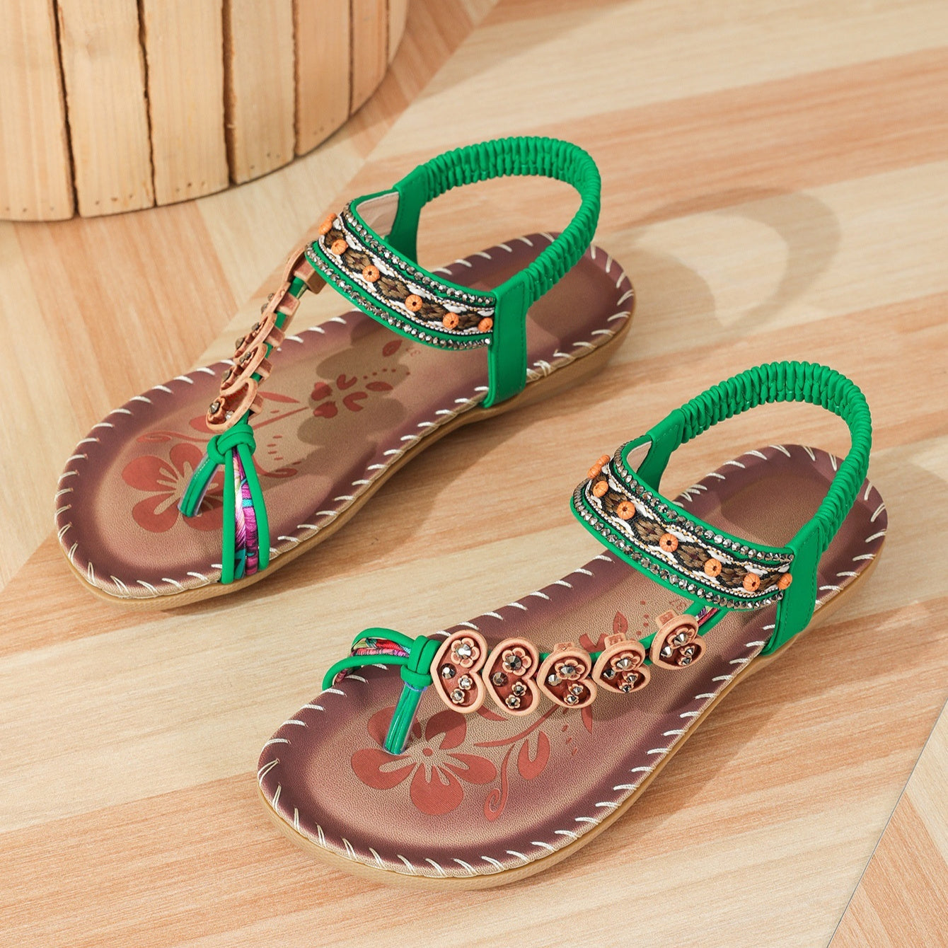 Hyacinthe | Women’s Orthopedic Boho Beaded Toe Ring Sandals