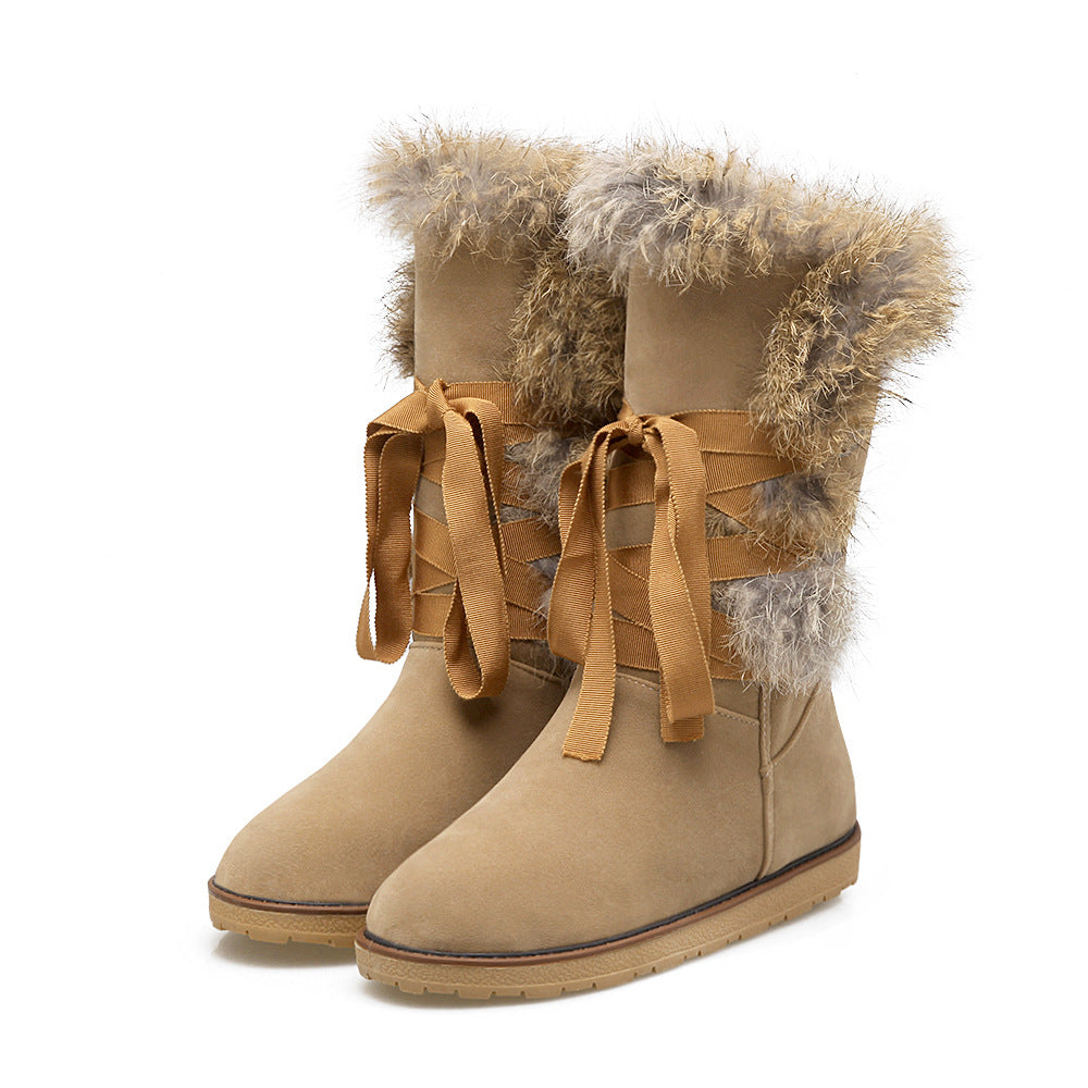 Seraphina | Orthopedic Ribbon-Lace Fur Suede Winter Boots