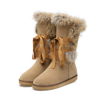 Seraphina | Orthopedic Ribbon-Lace Fur Suede Winter Boots