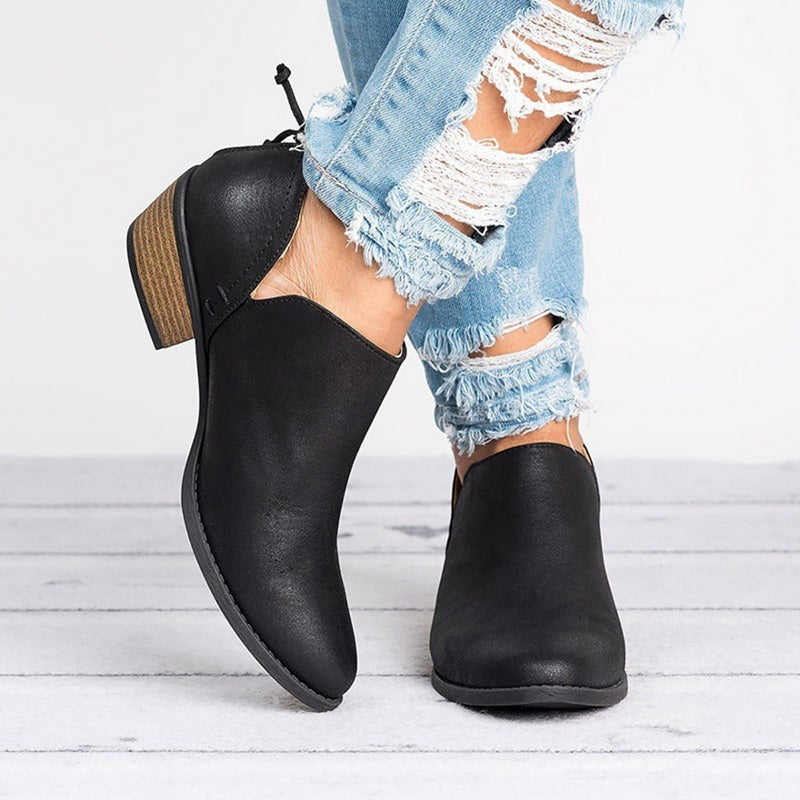 OrthoCare Retro High Heel Ankle Boots - Unique Autumn