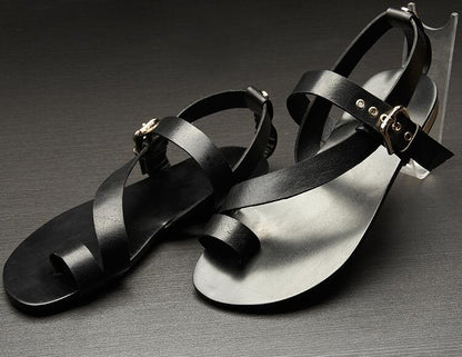OrthoCare Cross Strap Ankle Buckle Flat Sandals