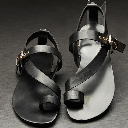 OrthoCare Cross Strap Ankle Buckle Flat Sandals