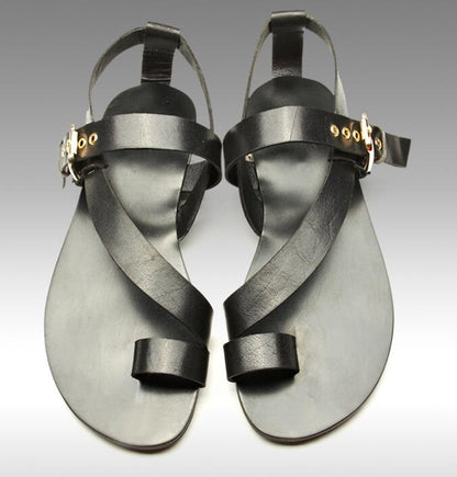 OrthoCare Cross Strap Ankle Buckle Flat Sandals