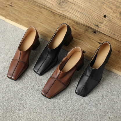 OrthoCare | Square Toe Block Heel Loafers