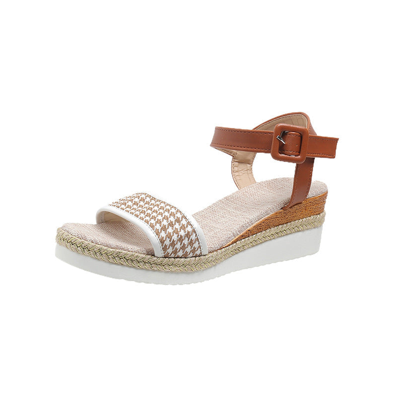 OrthoCare Houndstooth Print Sandals - Summer Elegance