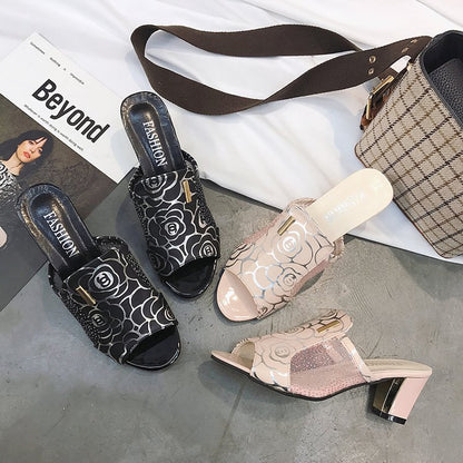 Nerissa | Women’s Orthopedic Rhinestone Mesh Mule Heels