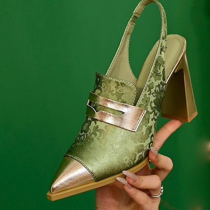 Lunessa | Women’s Orthopedic Metallic Toe Slingback Heels