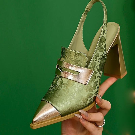 Lunessa | Women’s Orthopedic Metallic Toe Slingback Heels