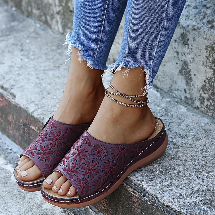 OrthoCare Vintage Cutout Mule Comfort Sandals