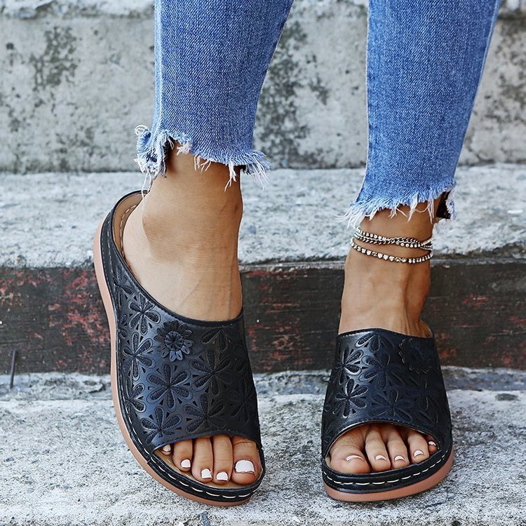 OrthoCare Vintage Cutout Mule Comfort Sandals