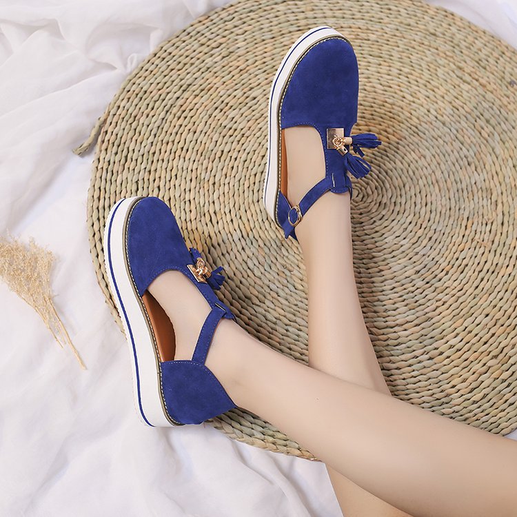 OrthoCare Round High Heel Sandals With Fringe - Unique Elegance