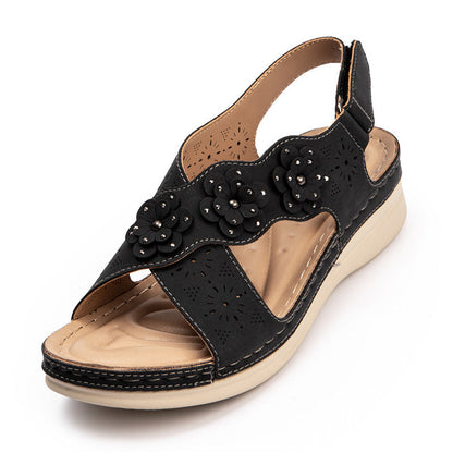Quintessa | Orthopedic Floral Cutout Comfort Wedge Sandals