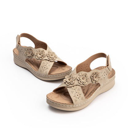 Quintessa | Orthopedic Floral Cutout Comfort Wedge Sandals
