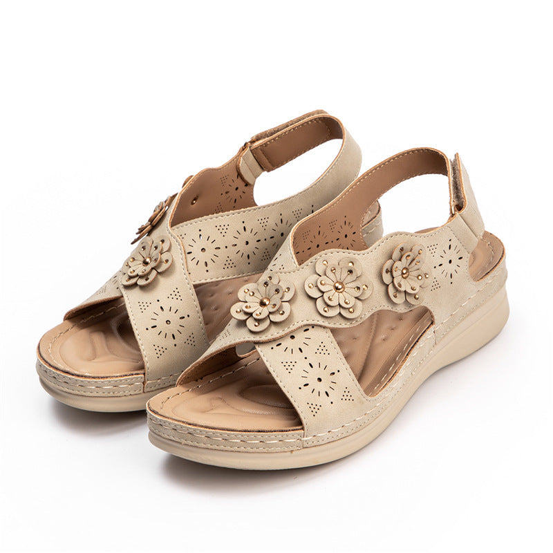 Quintessa | Orthopedic Floral Cutout Comfort Wedge Sandals