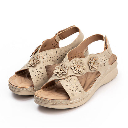 Quintessa | Orthopedic Floral Cutout Comfort Wedge Sandals