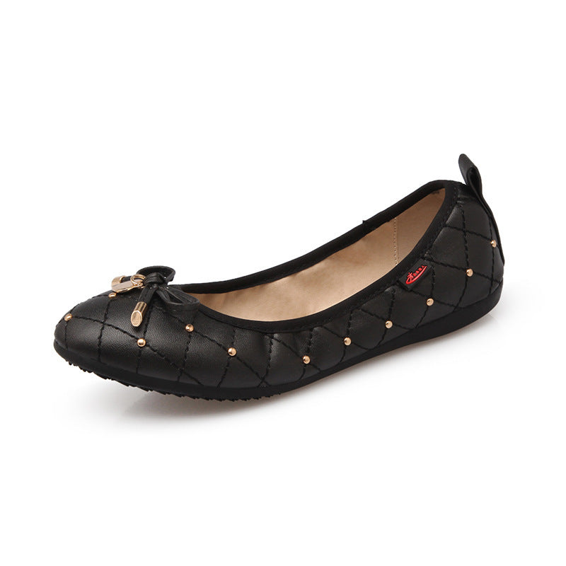 Quincey | Orthopedic Studded Ballet Flats with Bow Accent