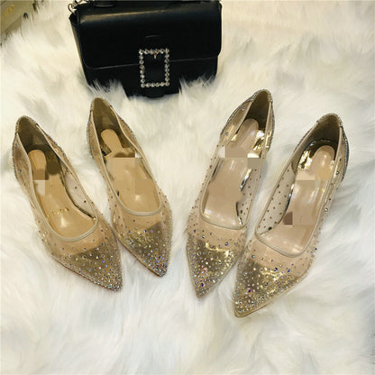 OrthoCare Transparent Mesh High Heels With Rhinestones