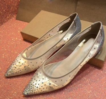 OrthoCare Transparent Mesh High Heels With Rhinestones
