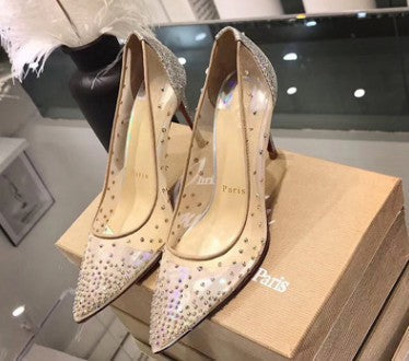 OrthoCare Transparent Mesh High Heels With Rhinestones