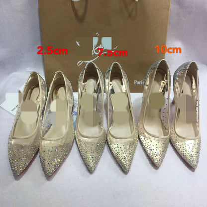 OrthoCare Transparent Mesh High Heels With Rhinestones