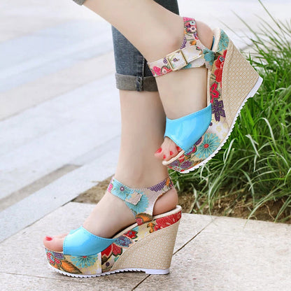 OrthoCare Floral Heeled Sandals - Unique Elegance