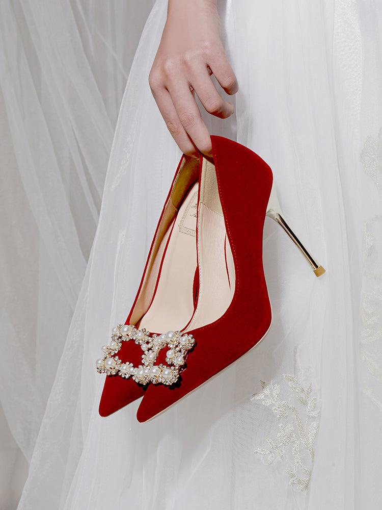 OrthoCare Pearl And Rhinestone Stiletto Wedding Shoes
